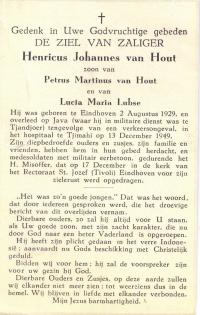 H.J. van Hout, bidprentje (bron: J. van Oosterhout)