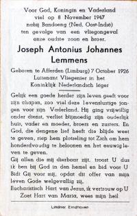 J.A.J. Lemmens, bidprentje (bron: P. Blezer)